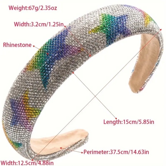 Black and White Sparkling Rhinestone Star Headband - Picture 2 of 2